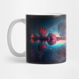 Serene Landscape of Trees and a Lake Mug